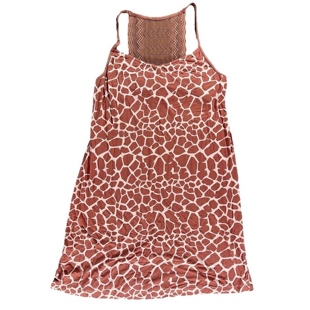 Soma Chemise Lace Back Orange Giraffe Print Strappy Lounge Sleep Medium Soft